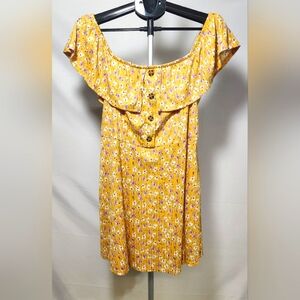 Speechless Yellow Floral Off The Shoulder Dress W/pockets-Size XXL (Juniors)